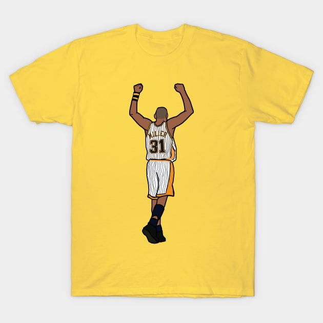 Reggie Miller Throwback Celebration Indiana Pacers NBA T-Shirt by xavierjfong